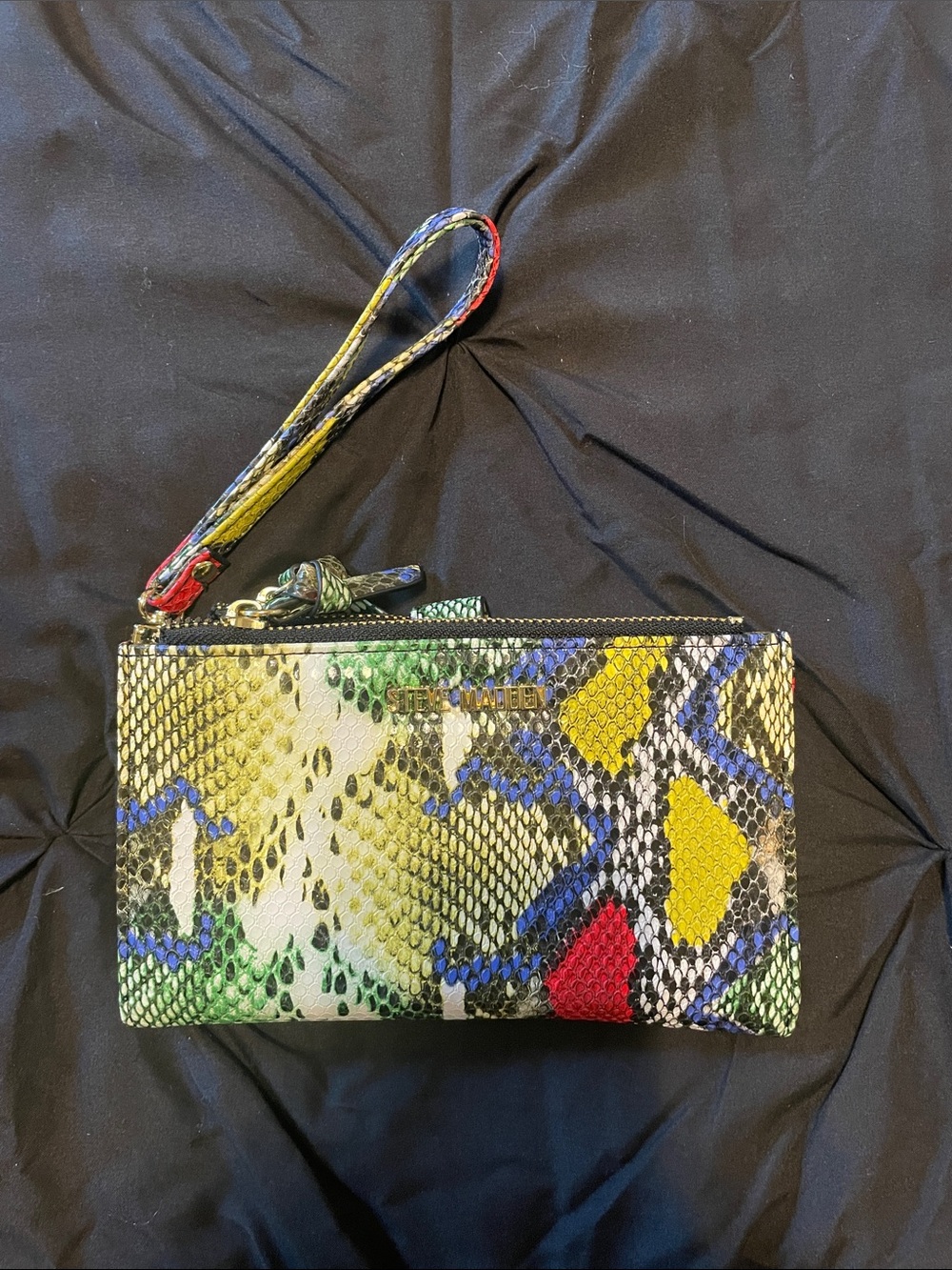 Steve Madden Multicolor Snake-Print Wristlet Clutch
